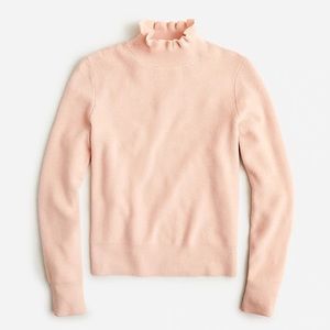 NWT J. Crew mauve blush ruffleneck merino wool sweater - M